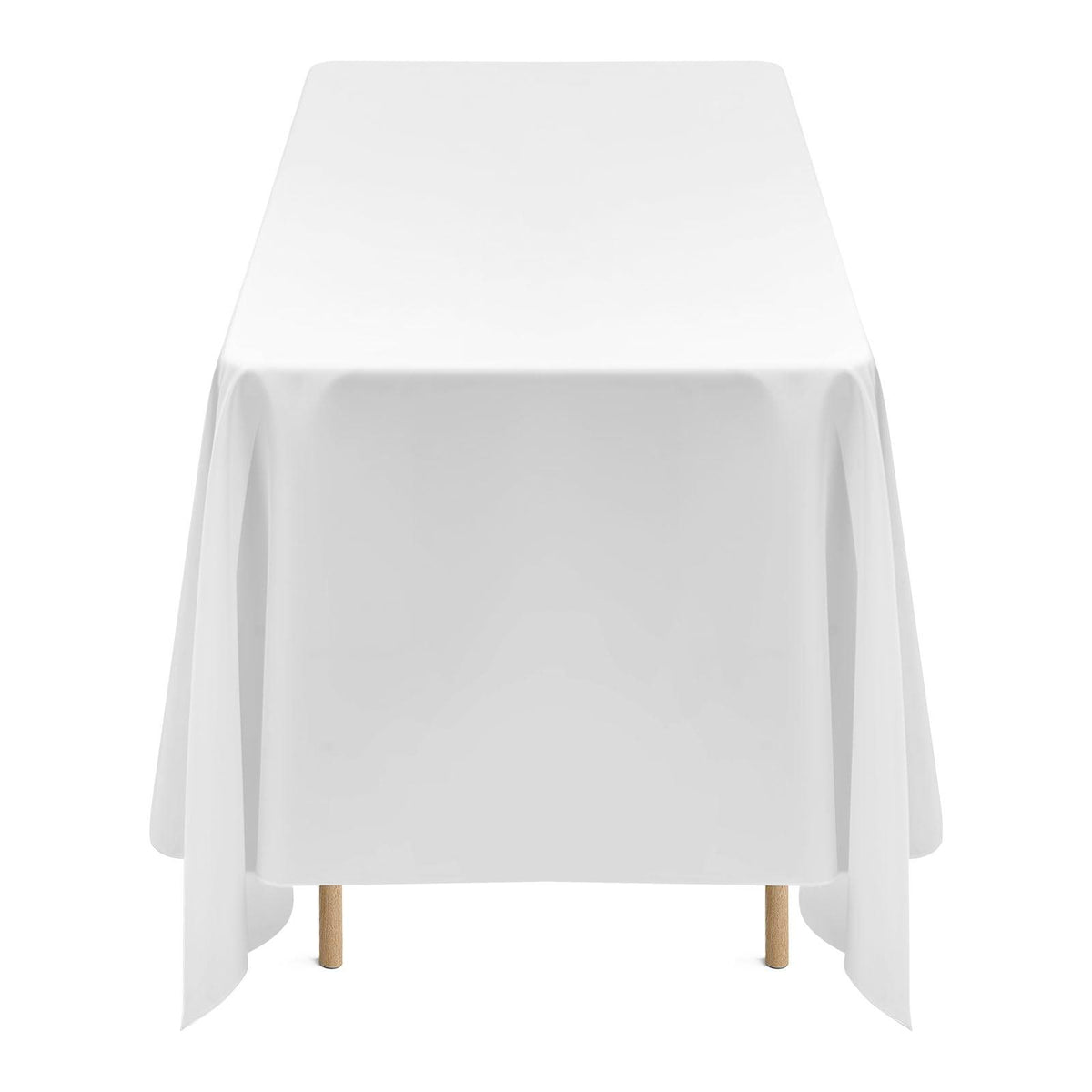 White Tablecloths for Rectangle Tables, 6 Pack, 70x120 In, Washable Wrinkle-Resistant Polyester Covers for Wedding, Party, Banquet