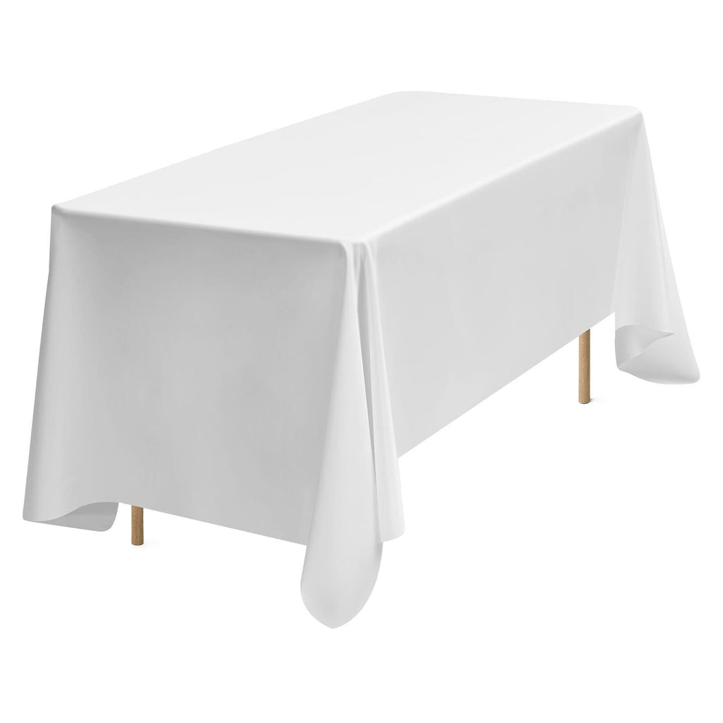 White Tablecloths for Rectangle Tables, 6 Pack, 70x120 In, Washable Wrinkle-Resistant Polyester Covers for Wedding, Party, Banquet