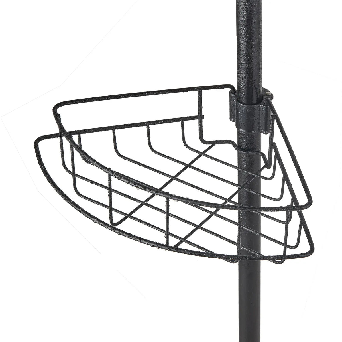 Corner Shower Caddy Tension Pole, Stainless Steel, 4-Tier, Rust-Resistant, Adjustable 56-114 in, Black