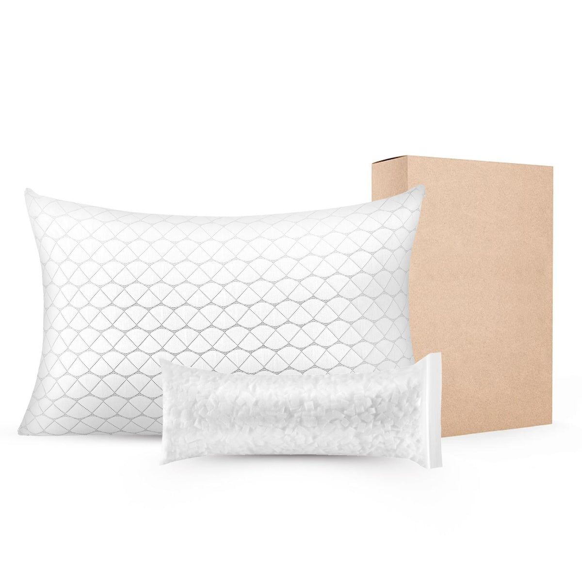 King Size Bed Pillow, Hotel Luxury Memory Foam Pillow, Supportive & Adjustable, Includes Natural Fiber Pillowcase for Back, Stomach, Side Sleepers