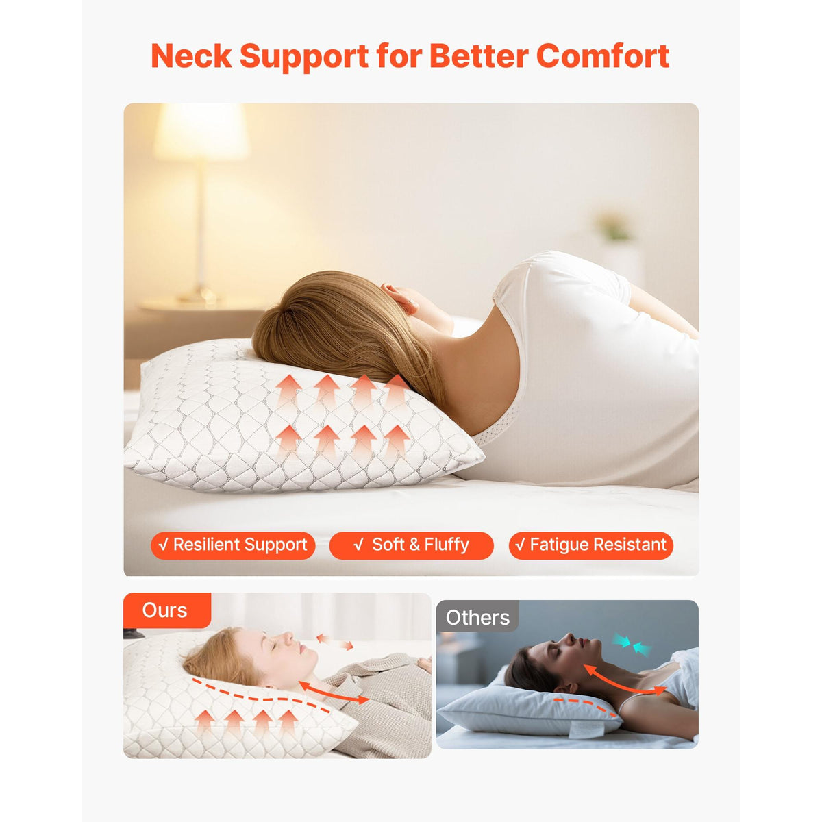 King Size Bed Pillow, Hotel Luxury Memory Foam Pillow, Supportive & Adjustable, Includes Natural Fiber Pillowcase for Back, Stomach, Side Sleepers