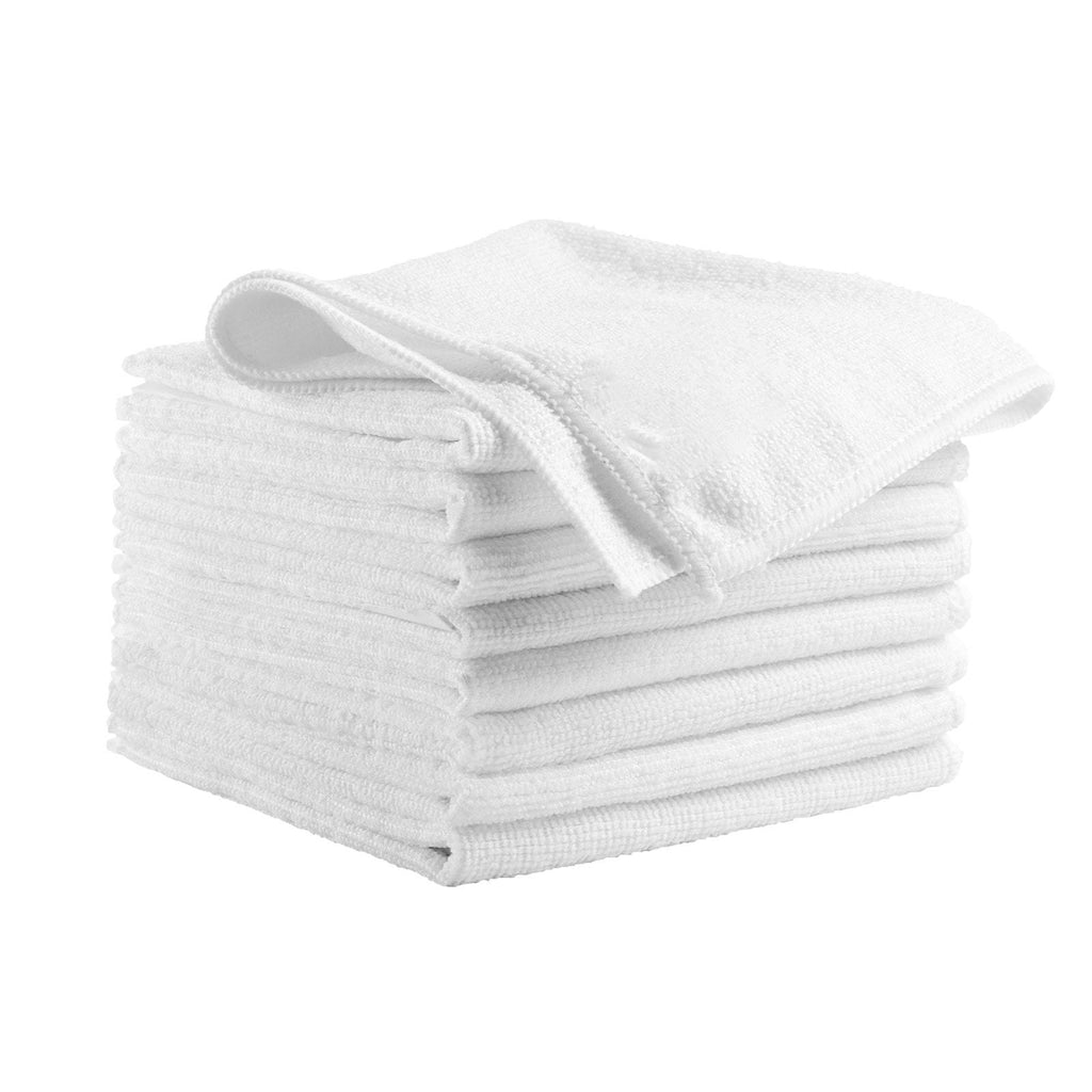 50 Pack White Microfiber Cleaning Cloths, 12x12", Lint-Free Scratch-Free Absorbent Towels for Car, Household, Kitchen, Bathroom, Window, SPA, Hotel