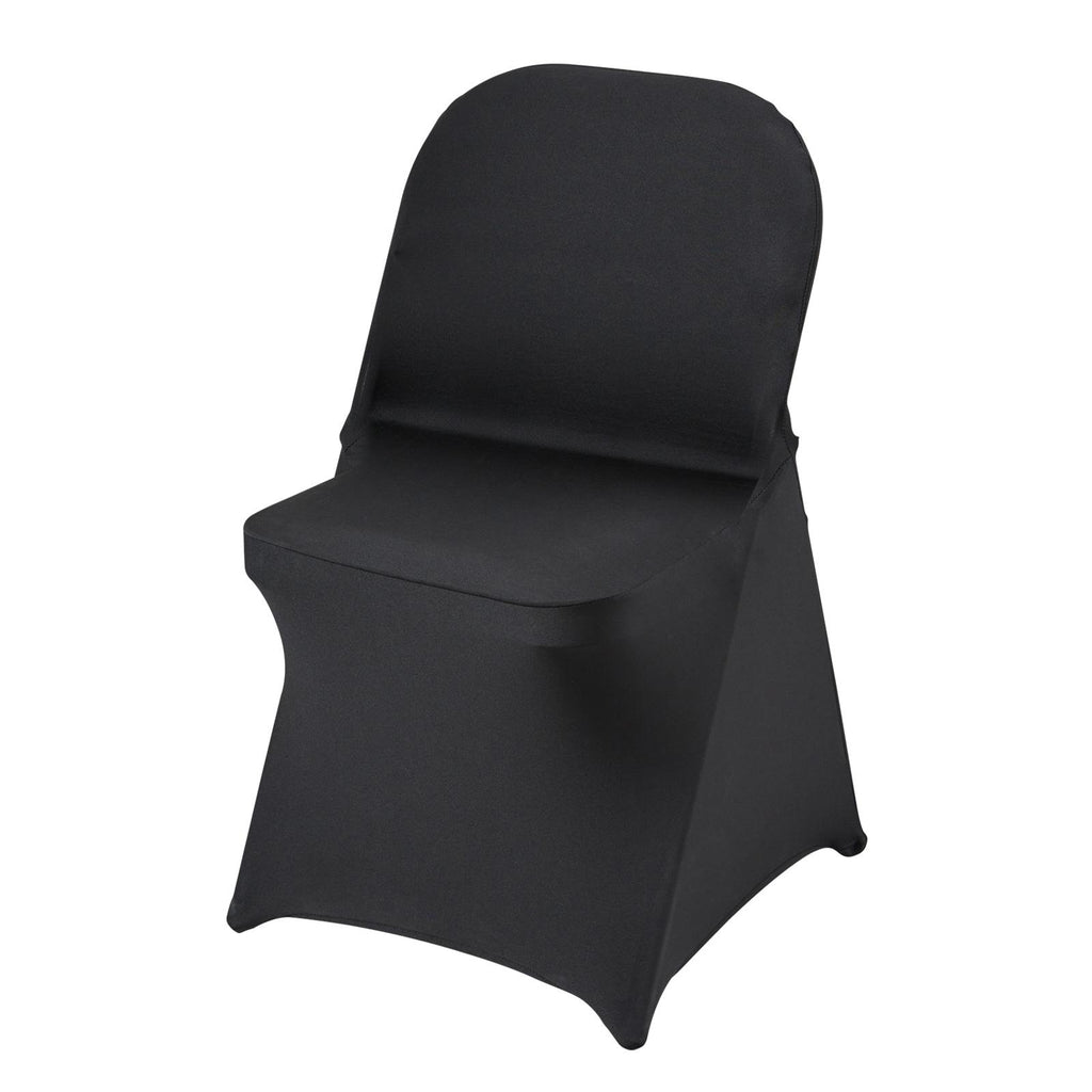 30 PCS Black Stretch Spandex Folding Chair Covers, Universal Fitted Washable Slipcovers for Wedding, Party, Banquet, Holiday, Celebration, Dining