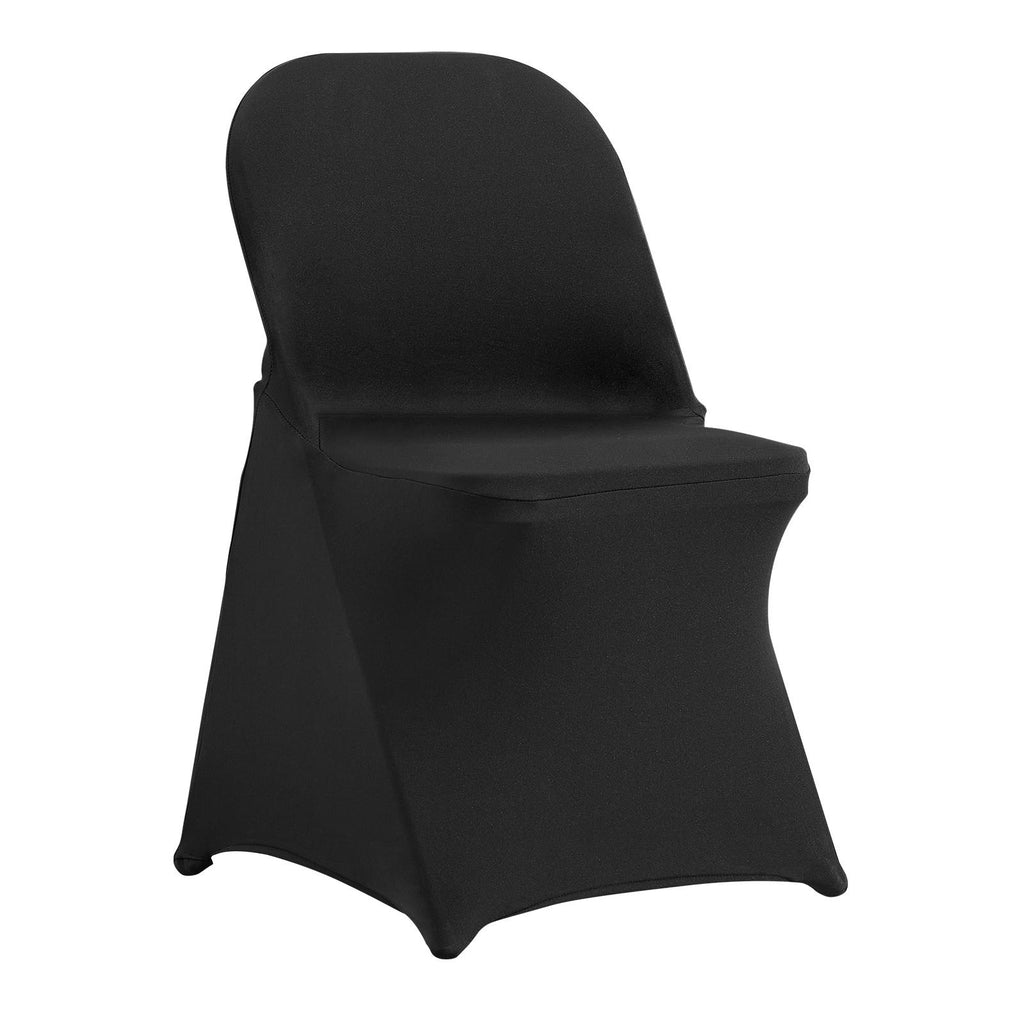 30 PCS Black Stretch Spandex Folding Chair Covers, Universal Fitted Washable Slipcovers for Wedding, Party, Banquet, Holiday, Celebration, Dining