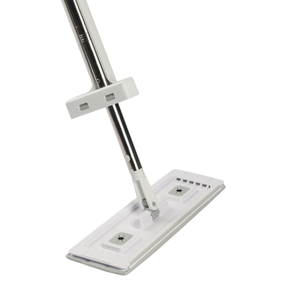 Self-Wringing Flat Mop, Microfiber Cleaner with 4 Reusable Washable Pads, Wet Dry Cleaning, Stainless Steel Handle for Hardwood Laminate Tile Vinyl