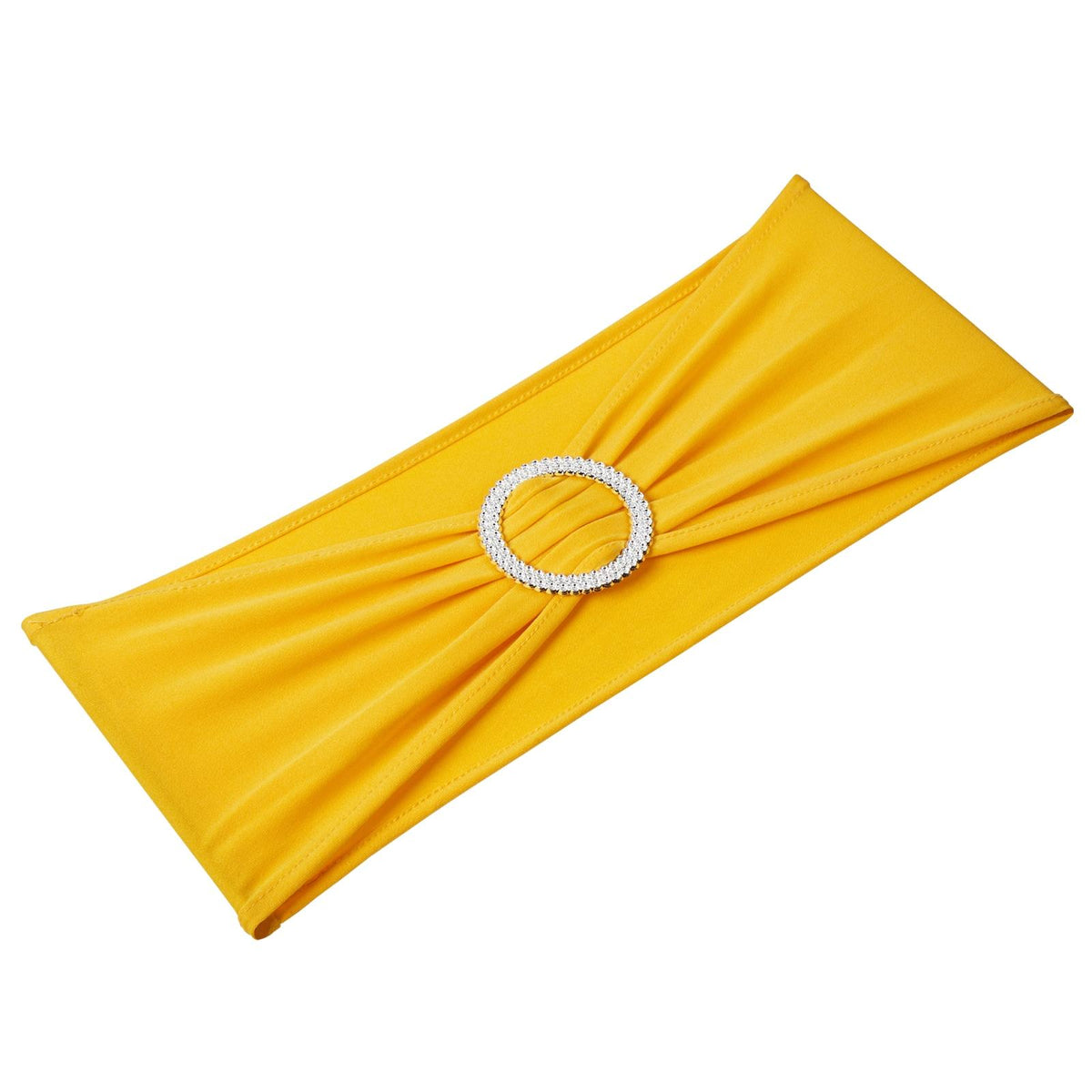 50 PCS Golden Yellow Spandex Chair Sashes with Round Buckle, Stretch Elastic Chair Bands for Wedding, Party, Banquet, Holiday Decor