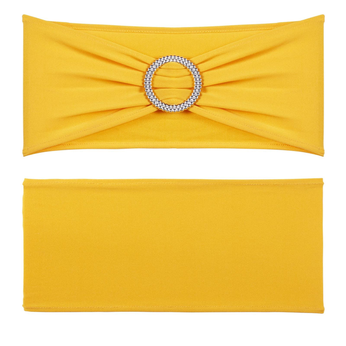 50 PCS Golden Yellow Spandex Chair Sashes with Round Buckle, Stretch Elastic Chair Bands for Wedding, Party, Banquet, Holiday Decor
