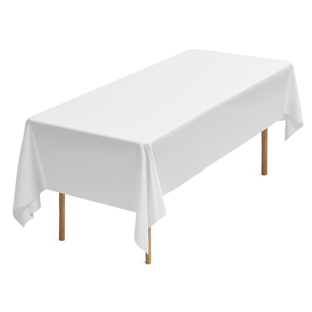White Tablecloths for Rectangle Tables, 6 Pack, 60x102", Reusable Machine Washable Wrinkle-Resistant Polyester Table Covers for Wedding Party Banquet
