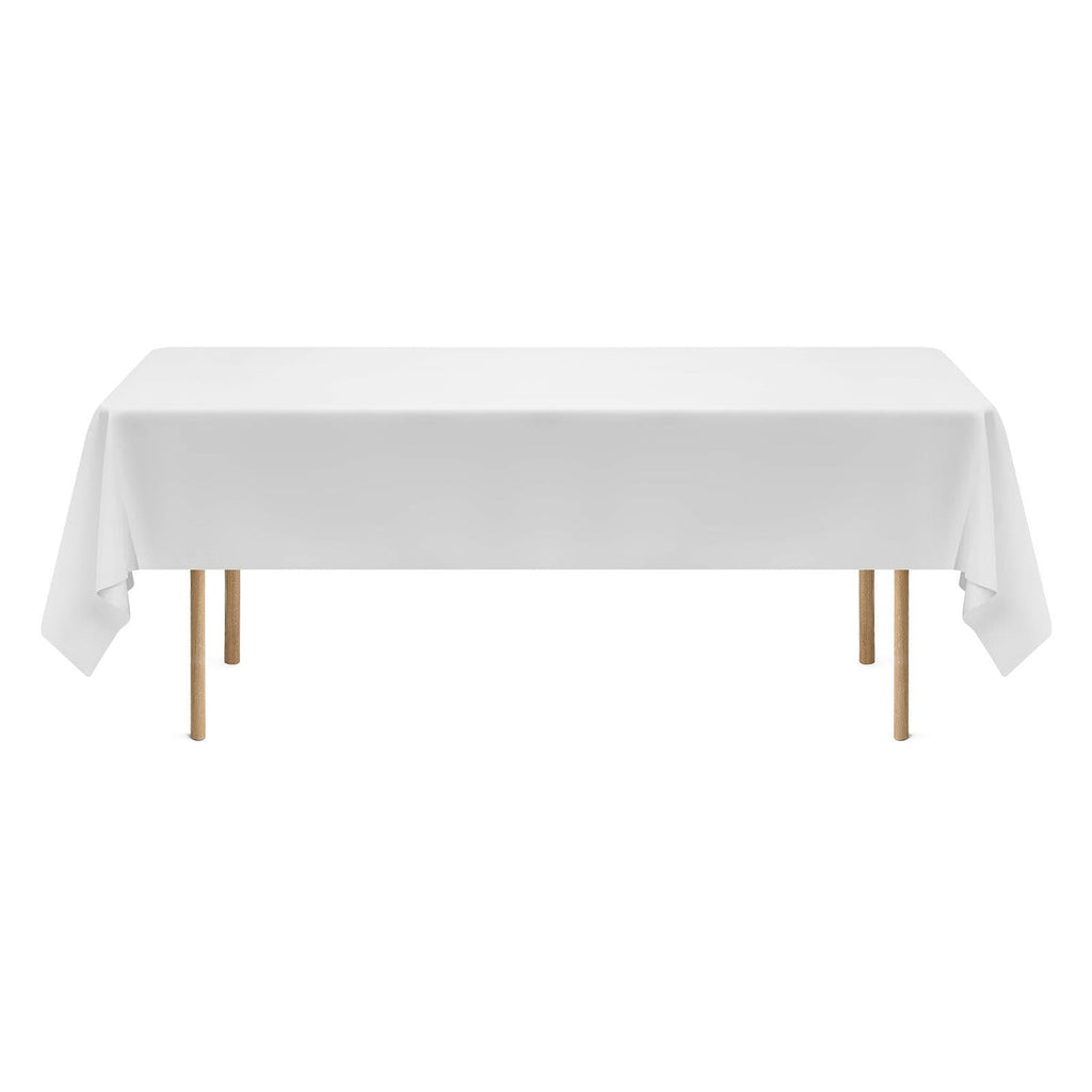 White Tablecloths for Rectangle Tables, 6 Pack, 60x102", Reusable Machine Washable Wrinkle-Resistant Polyester Table Covers for Wedding Party Banquet