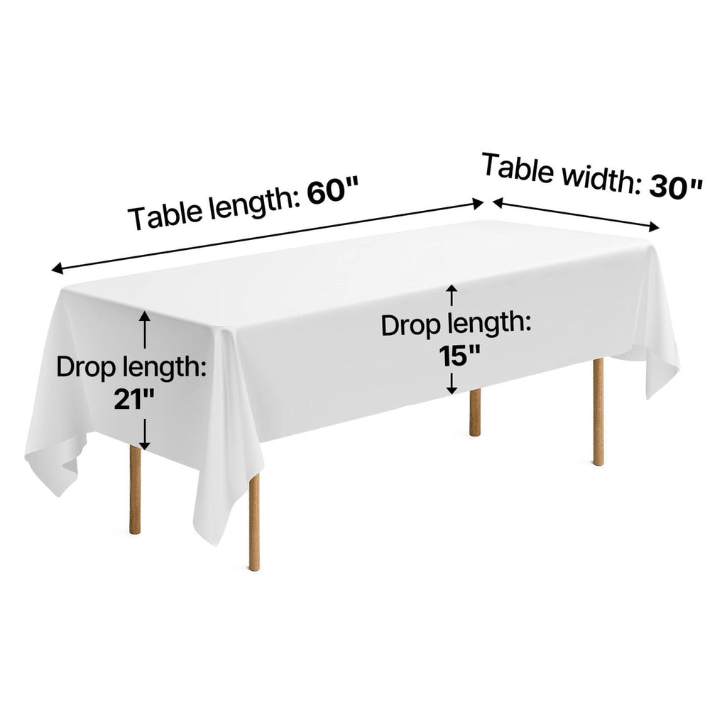 White Tablecloths for Rectangle Tables, 6 Pack, 60x102", Reusable Machine Washable Wrinkle-Resistant Polyester Table Covers for Wedding Party Banquet