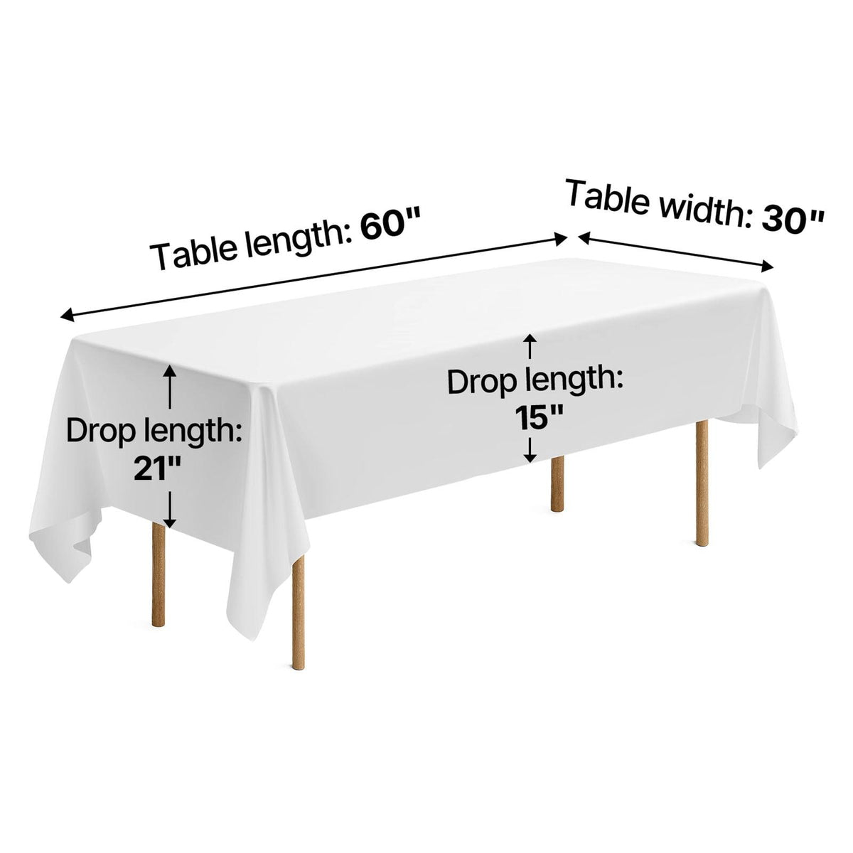 White Tablecloths for Rectangle Tables, 6 Pack, 60x102", Reusable Machine Washable Wrinkle-Resistant Polyester Table Covers for Wedding Party Banquet