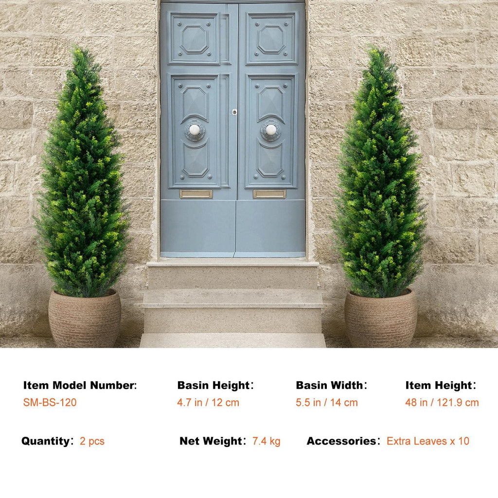 2 Pack 4' Artificial Cedar Topiary Tree Faux Plant UV Decor In/Outdoor