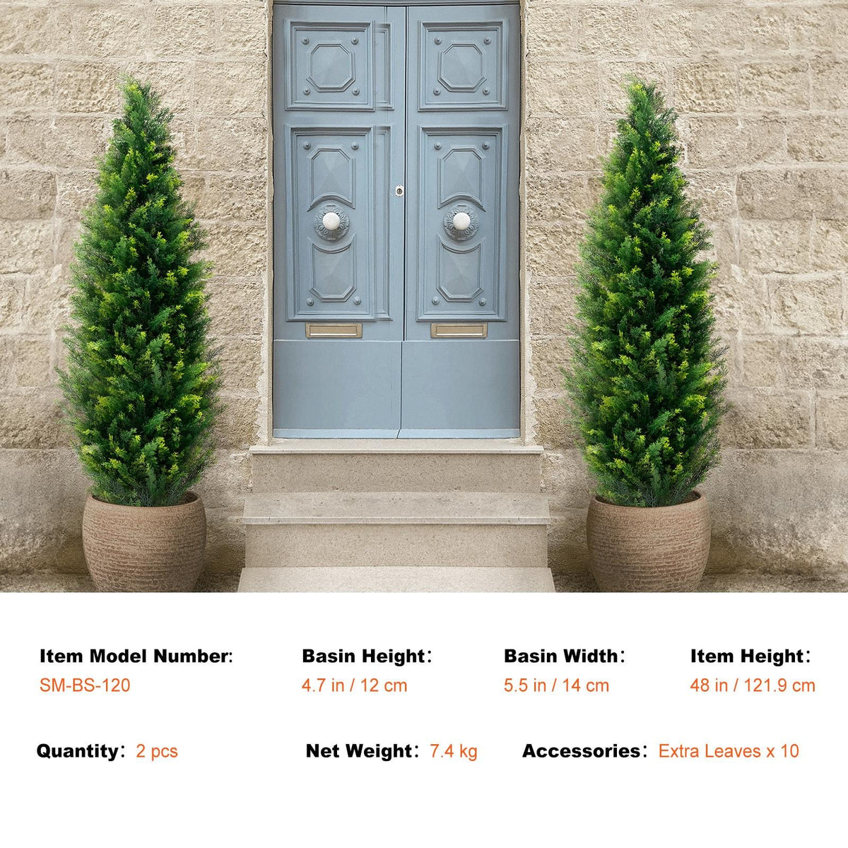 2 Pack 4' Artificial Cedar Topiary Tree Faux Plant UV Decor In/Outdoor