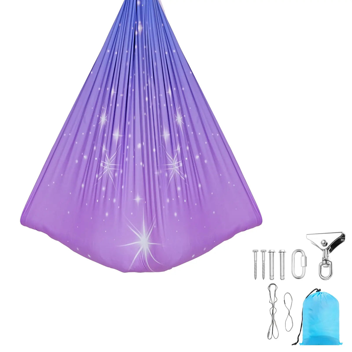 Dual-Layer Fabric Sensory Swing, 360° Swivel Hanger, Indoor Outdoor Calming Compression, Kids & Adults, 300 lbs, Adjustable Ceiling Aerial Swing