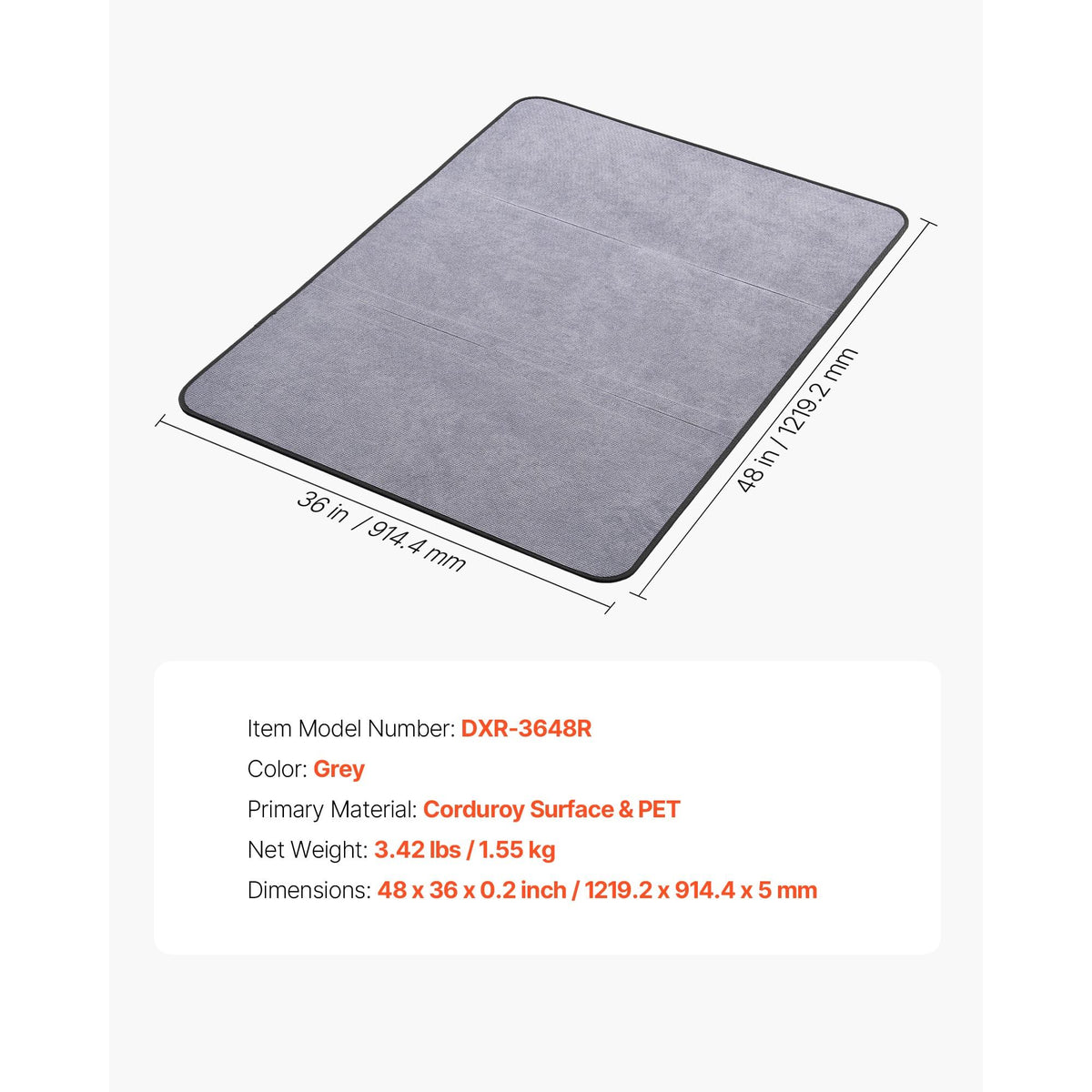 Chair Mat 36 x 48-inch Office Chair Mat for Hard Floors Corduroy Surface