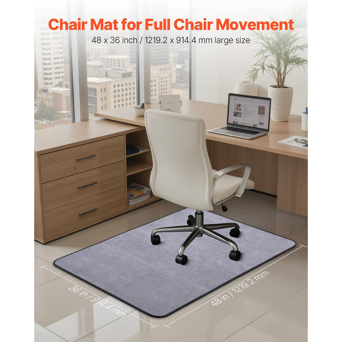 Chair Mat 36 x 48-inch Office Chair Mat for Hard Floors Corduroy Surface