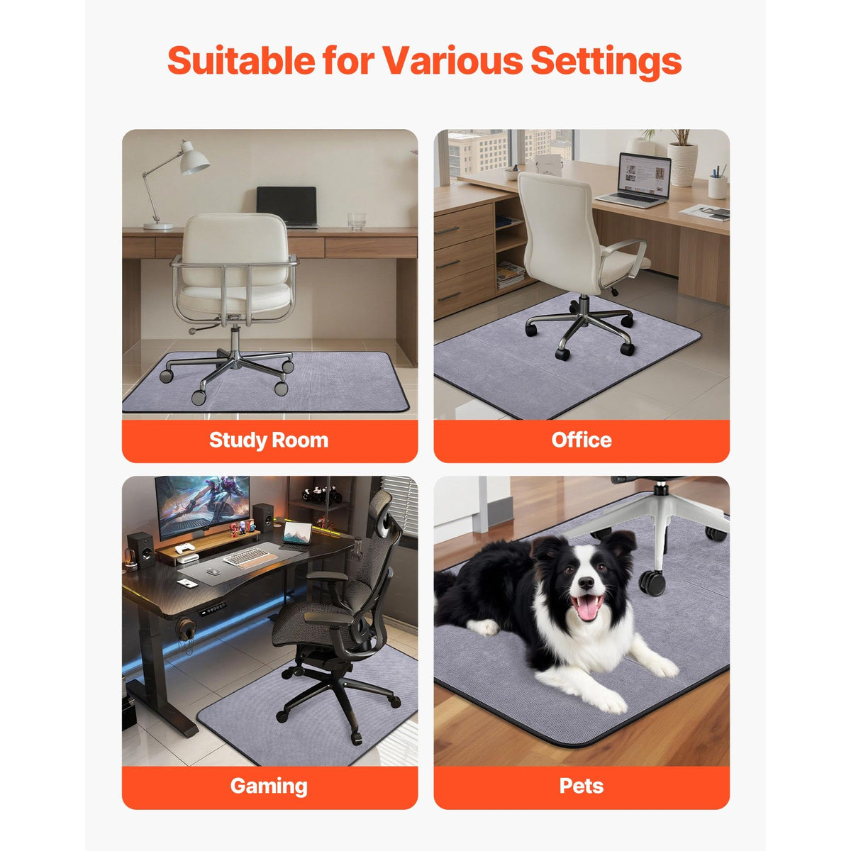 Chair Mat 36 x 48-inch Office Chair Mat for Hard Floors Corduroy Surface