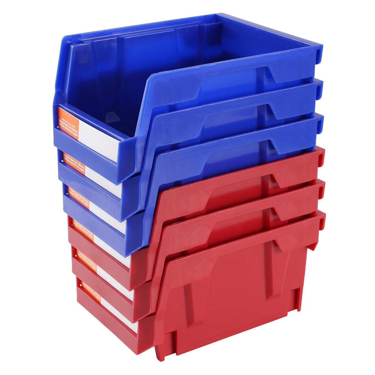 Plastic Storage Bin, 5x4x3", Hanging Stackable Organizer, Blue/Red, 24-Pack, Heavy Duty Containers for Closet, Kitchen, Office, Pantry