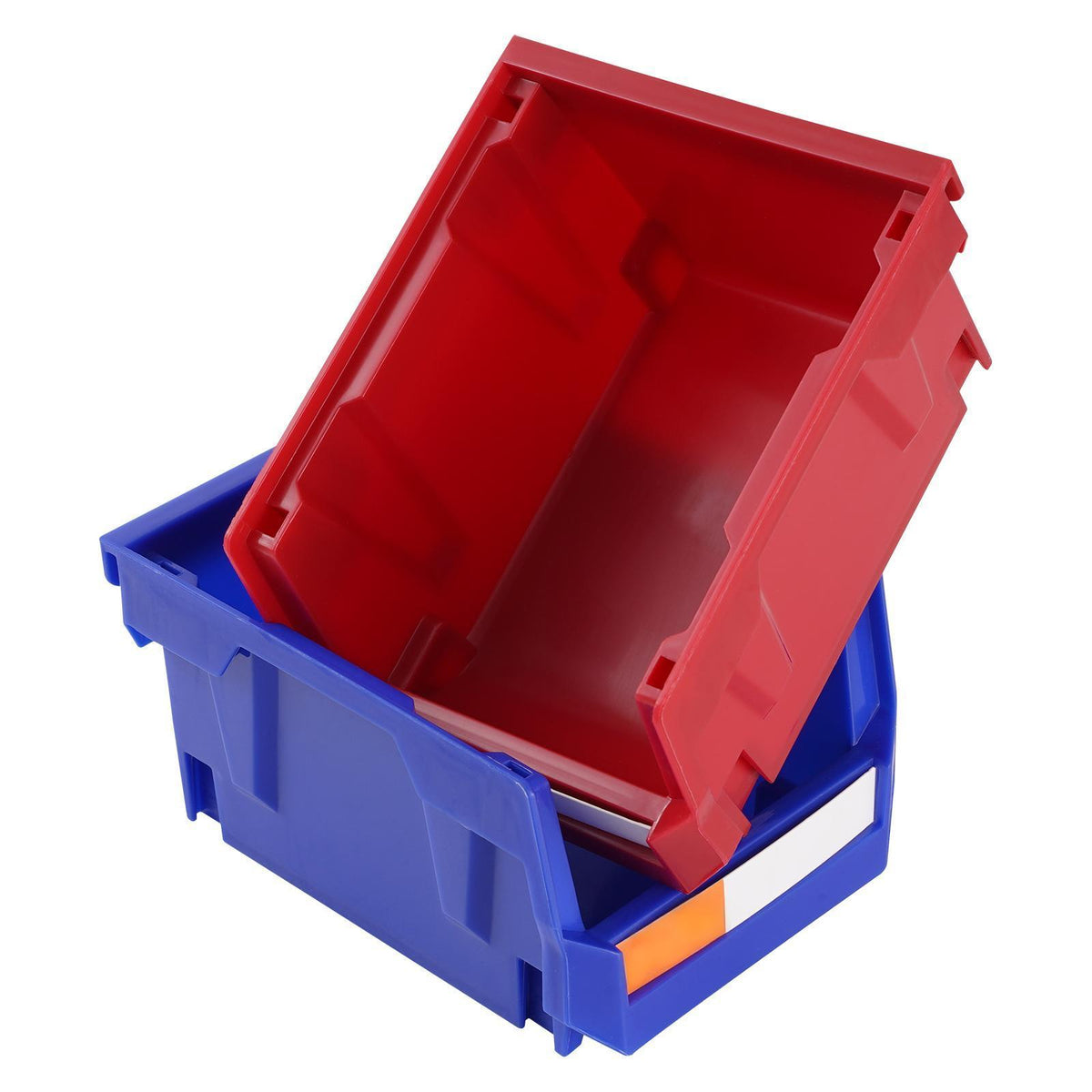 Plastic Storage Bin, 5x4x3", Hanging Stackable Organizer, Blue/Red, 24-Pack, Heavy Duty Containers for Closet, Kitchen, Office, Pantry