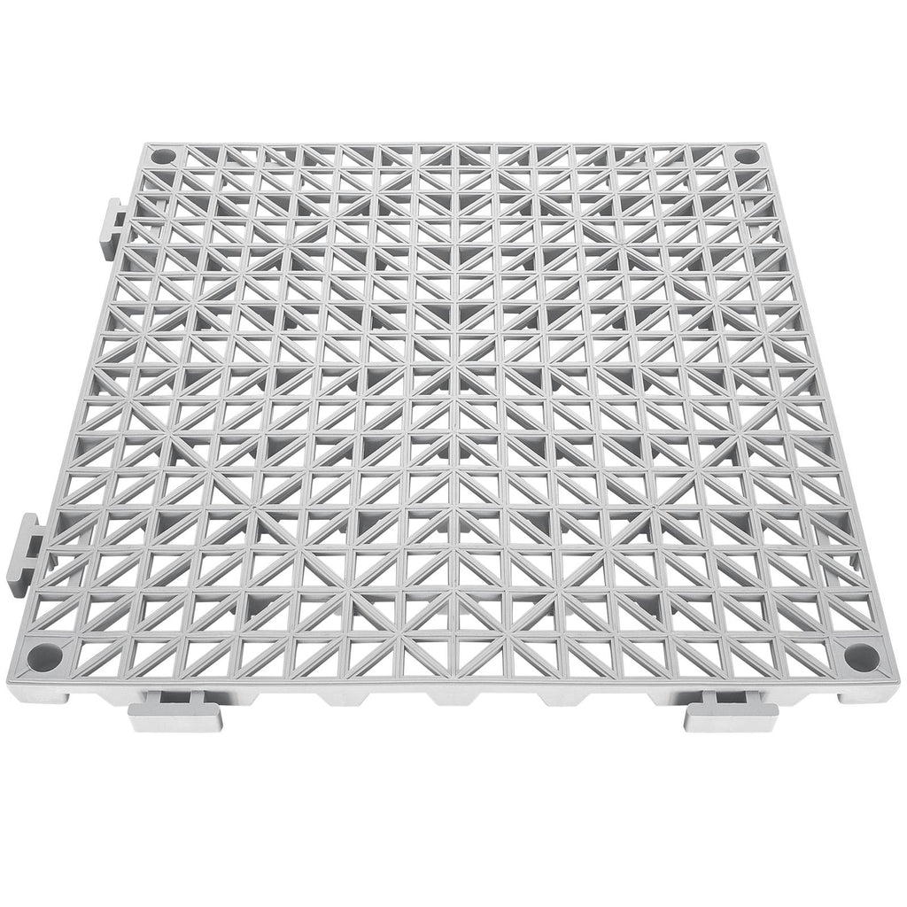 Modular Interlocking Drainage Mats, 12 Pack 12"x12", PVC Non-Slip Floor Tiles with Drainage Holes for Bathroom, Kitchen, Pool, Wet Areas, Gray