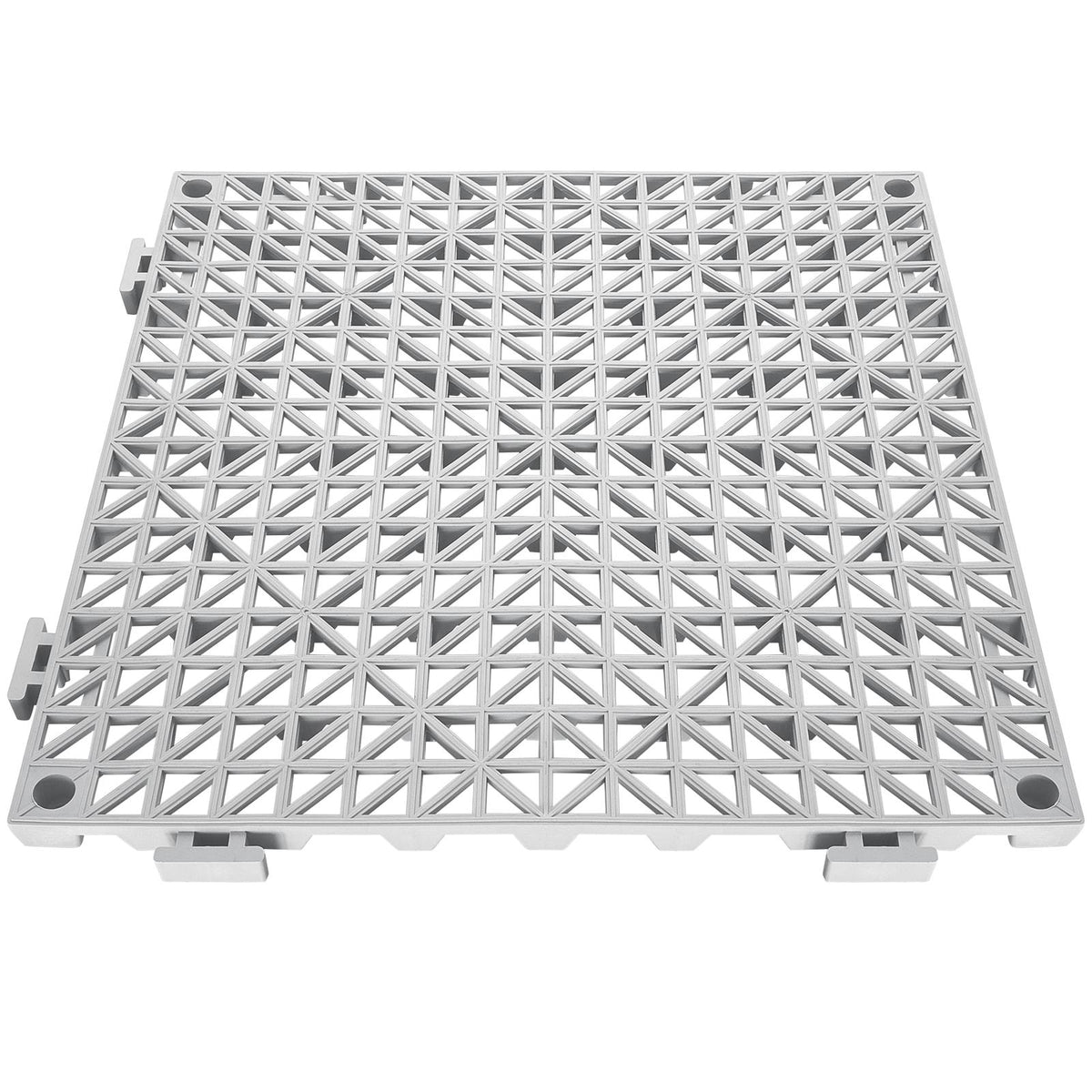 Modular Interlocking Drainage Mats, 12 Pack 12"x12", PVC Non-Slip Floor Tiles with Drainage Holes for Bathroom, Kitchen, Pool, Wet Areas, Gray