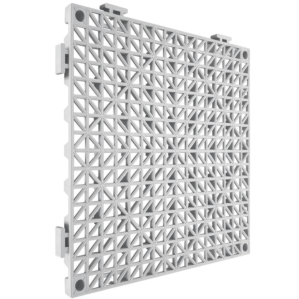 Modular Interlocking Drainage Mats, 12 Pack 12"x12", PVC Non-Slip Floor Tiles with Drainage Holes for Bathroom, Kitchen, Pool, Wet Areas, Gray