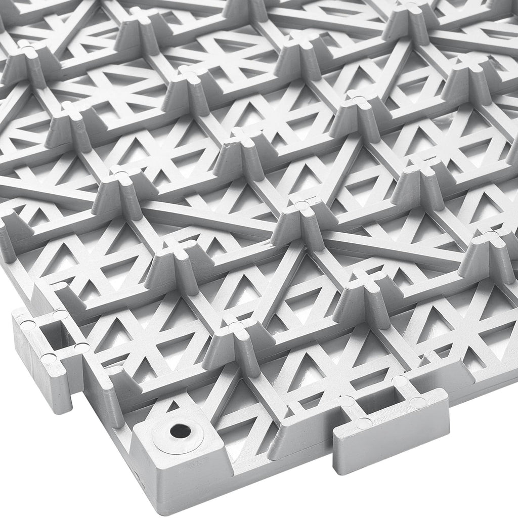 Modular Interlocking Drainage Mats, 12 Pack 12"x12", PVC Non-Slip Floor Tiles with Drainage Holes for Bathroom, Kitchen, Pool, Wet Areas, Gray