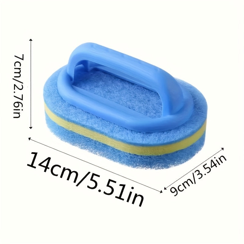 Scrub Brush with Handle, Sponge Cleaning Brush for Bathroom Kitchen Tile Sink, Non-Scratch Scrubber Brush for Tub Shower Wall, Ergonomic Grip