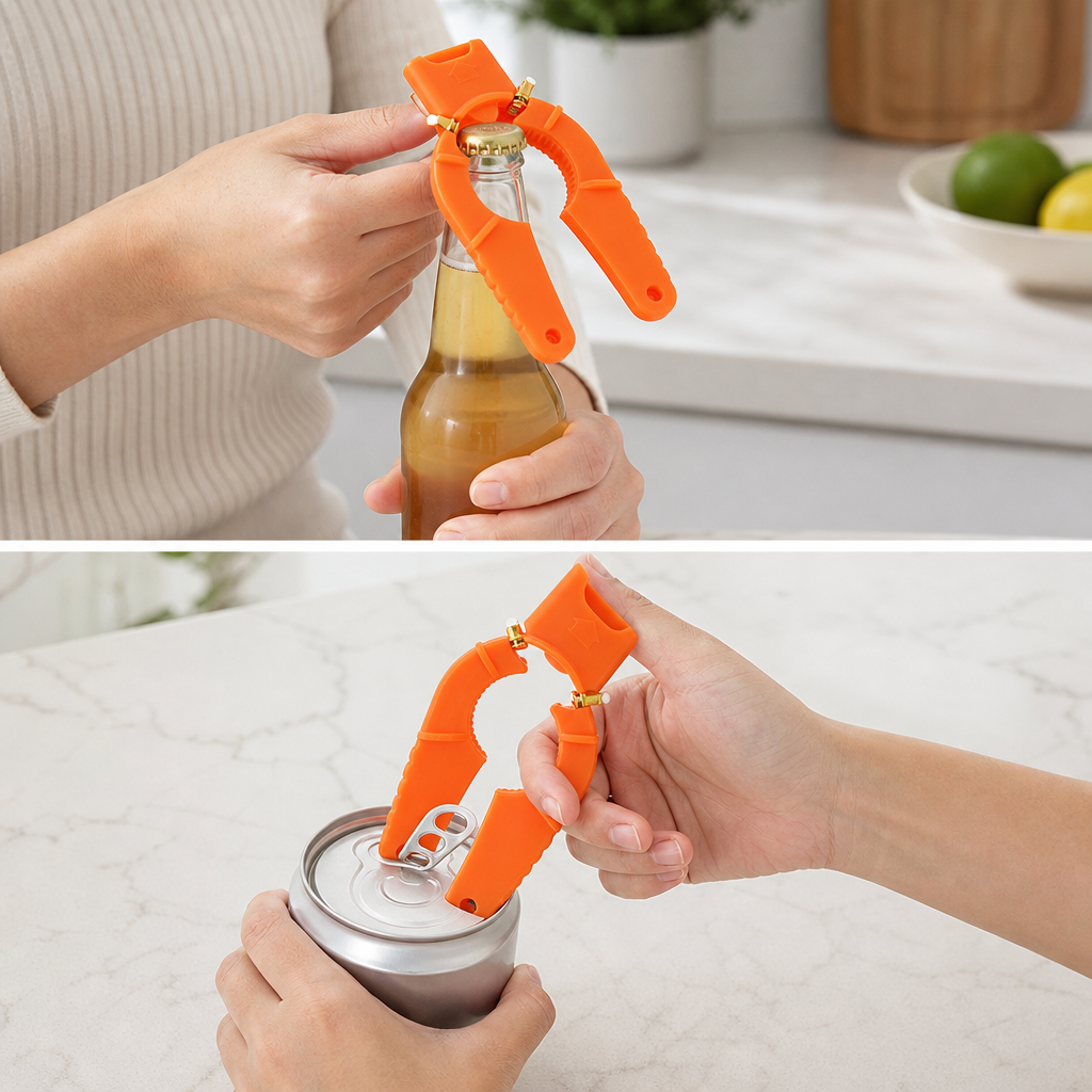 2-in-1 Bottle Opener, Beer Cap Opener and Pull-Tab Can Opener, Easy Grip Jar Opener for Arthritis Seniors Weak Hands, Kitchen Gadget