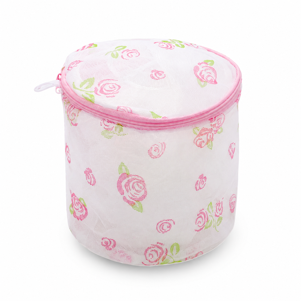 Bra Laundry Wash Bag, 6.5"x6" Cylindrical Mesh Lingerie Washing Bag with Zipper, Reusable Protective Laundry Bag for Bras, Underwear & Delicates
