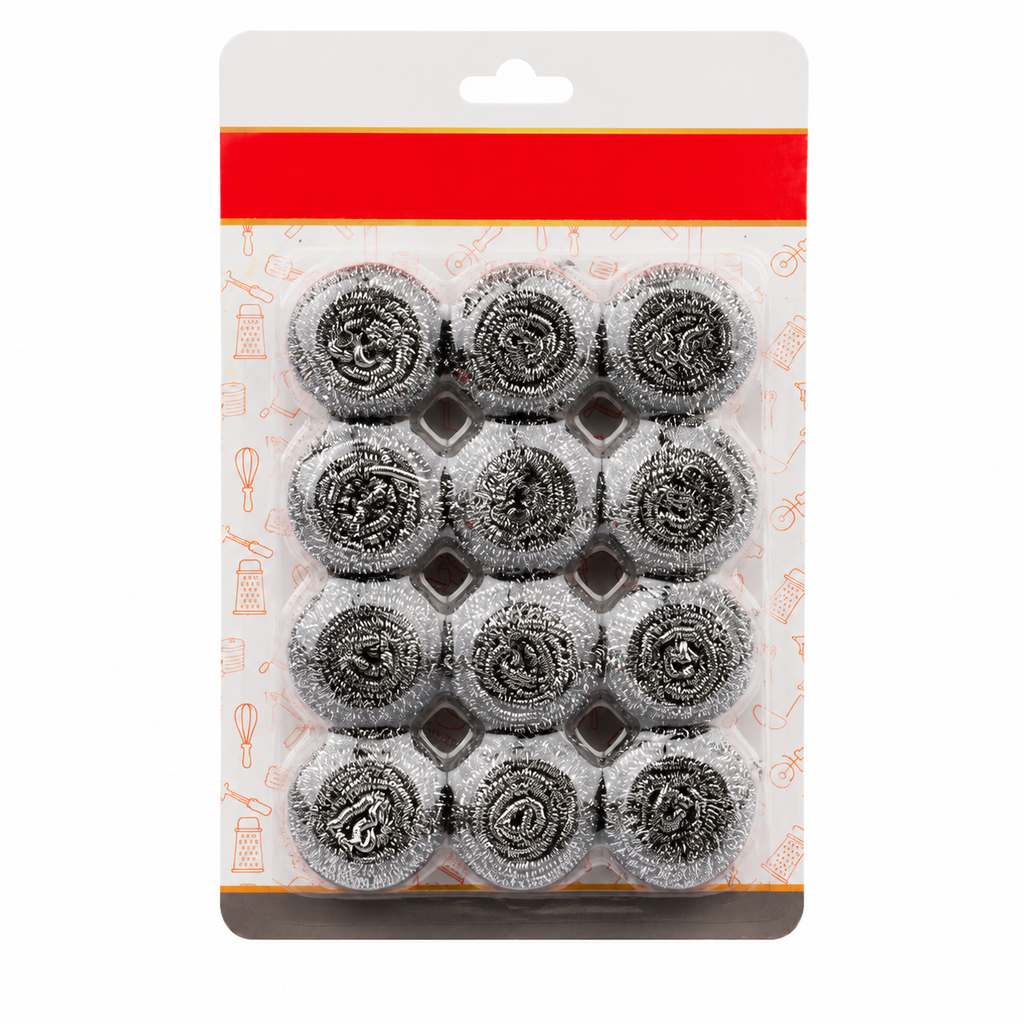 12 Pack Stainless Steel Cleaning Scrubbers, Heavy Duty Metal Scouring Balls for Kitchen Pots Pans Dishes Grease Stains