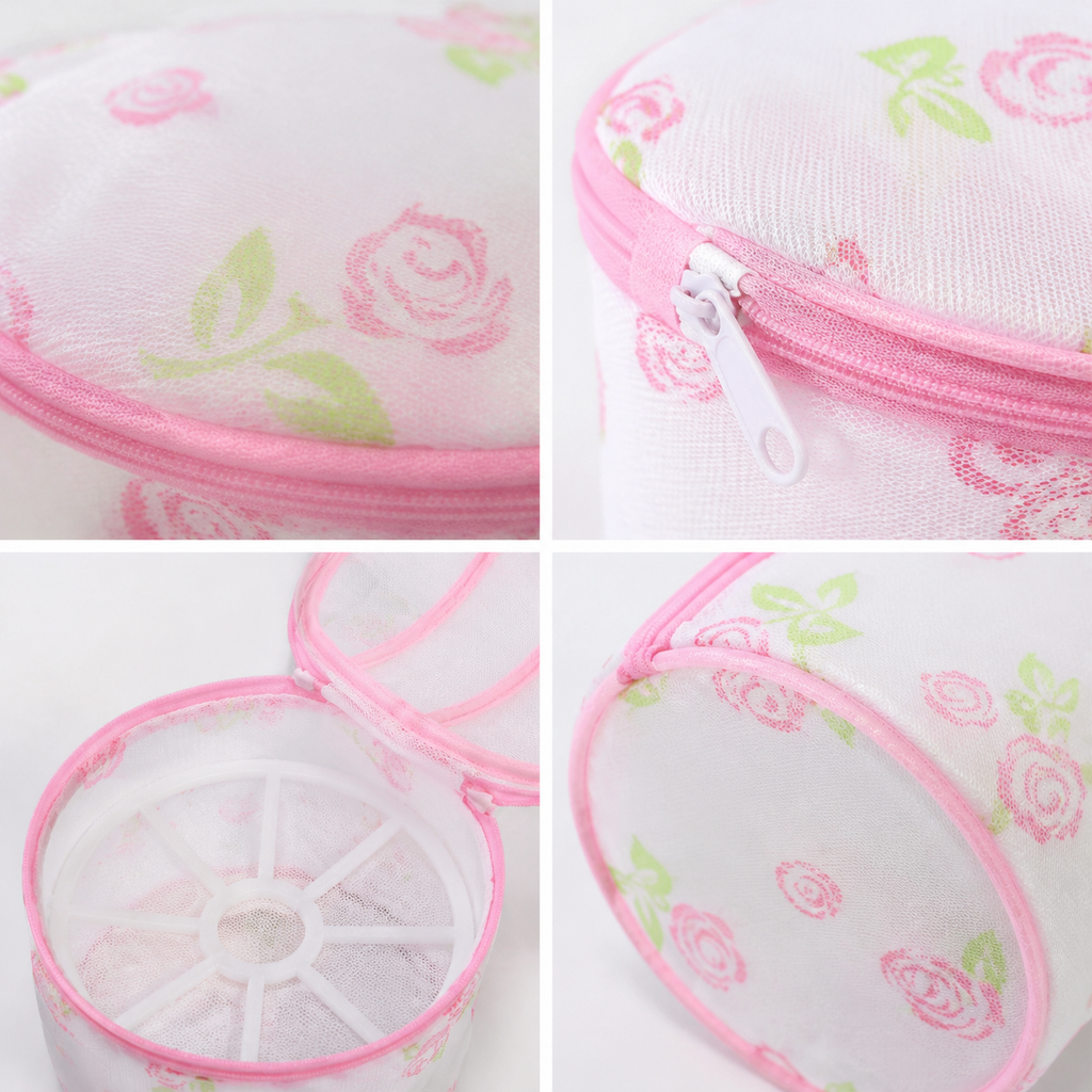 Bra Laundry Wash Bag, 6.5"x6" Cylindrical Mesh Lingerie Washing Bag with Zipper, Reusable Protective Laundry Bag for Bras, Underwear & Delicates