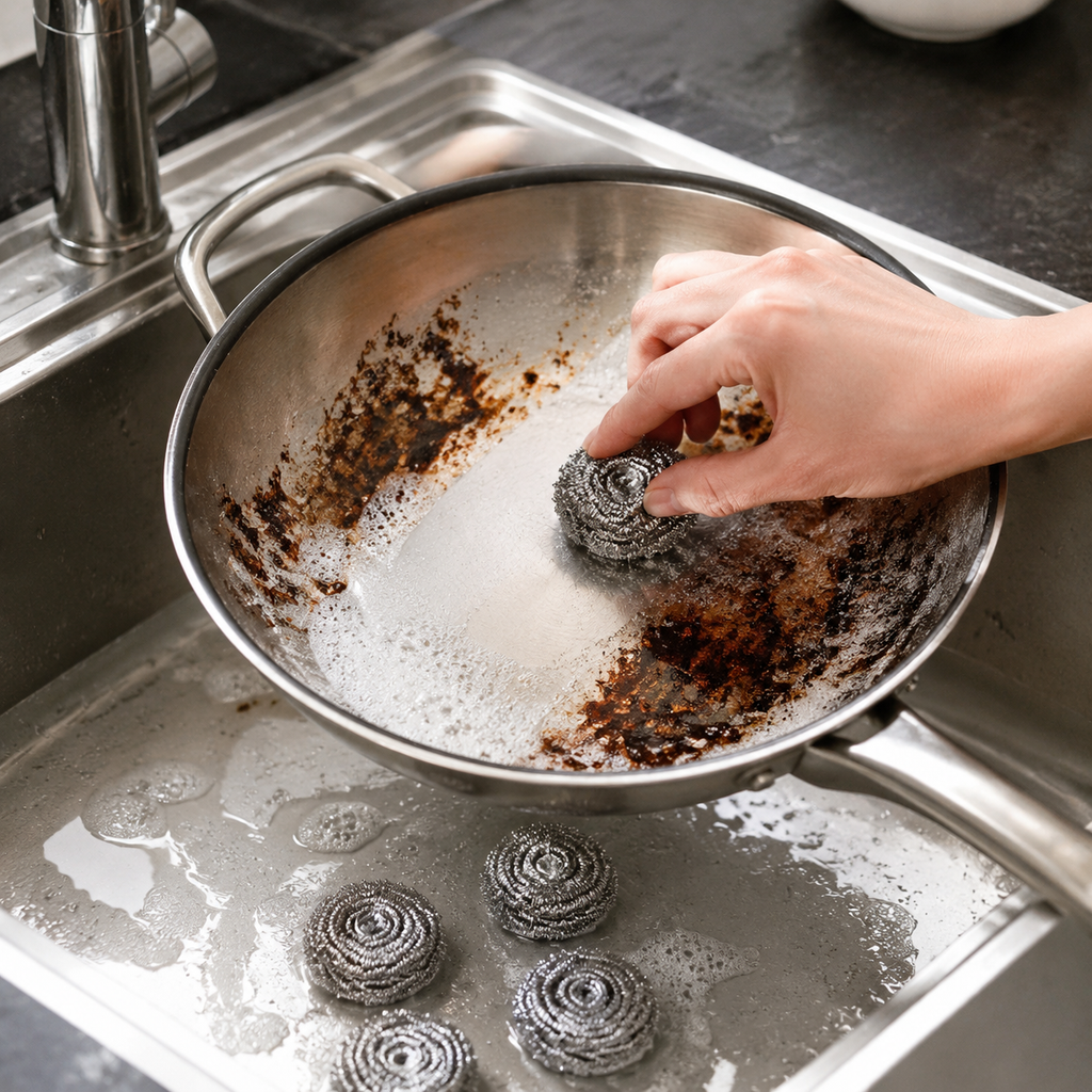 12 Pack Stainless Steel Cleaning Scrubbers, Heavy Duty Metal Scouring Balls for Kitchen Pots Pans Dishes Grease Stains