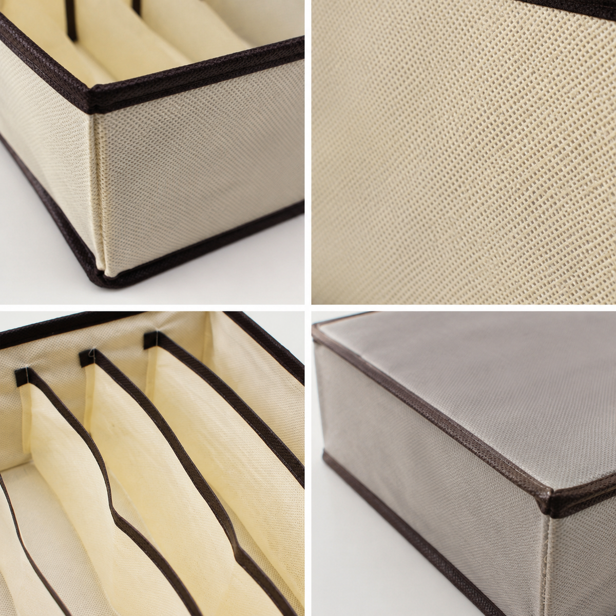 6-Compartment Foldable Drawer Organizer, 12" x 12" x 4" Non-Woven Fabric Storage Box for Clothes, Socks & Accessories