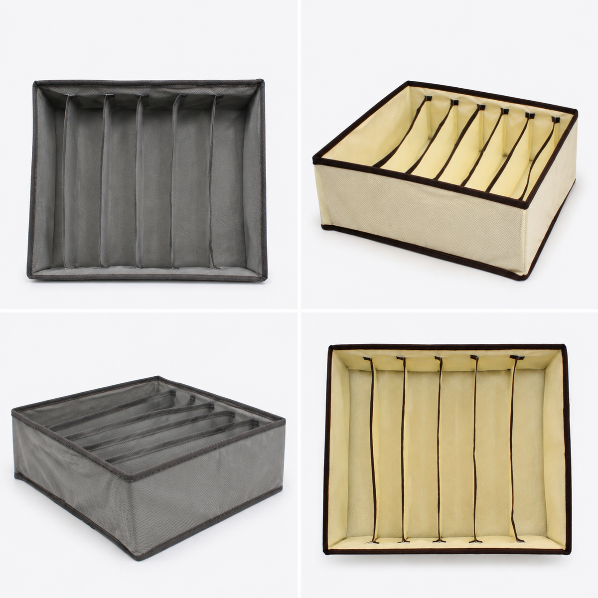 6-Compartment Foldable Drawer Organizer, 12" x 12" x 4" Non-Woven Fabric Storage Box for Clothes, Socks & Accessories