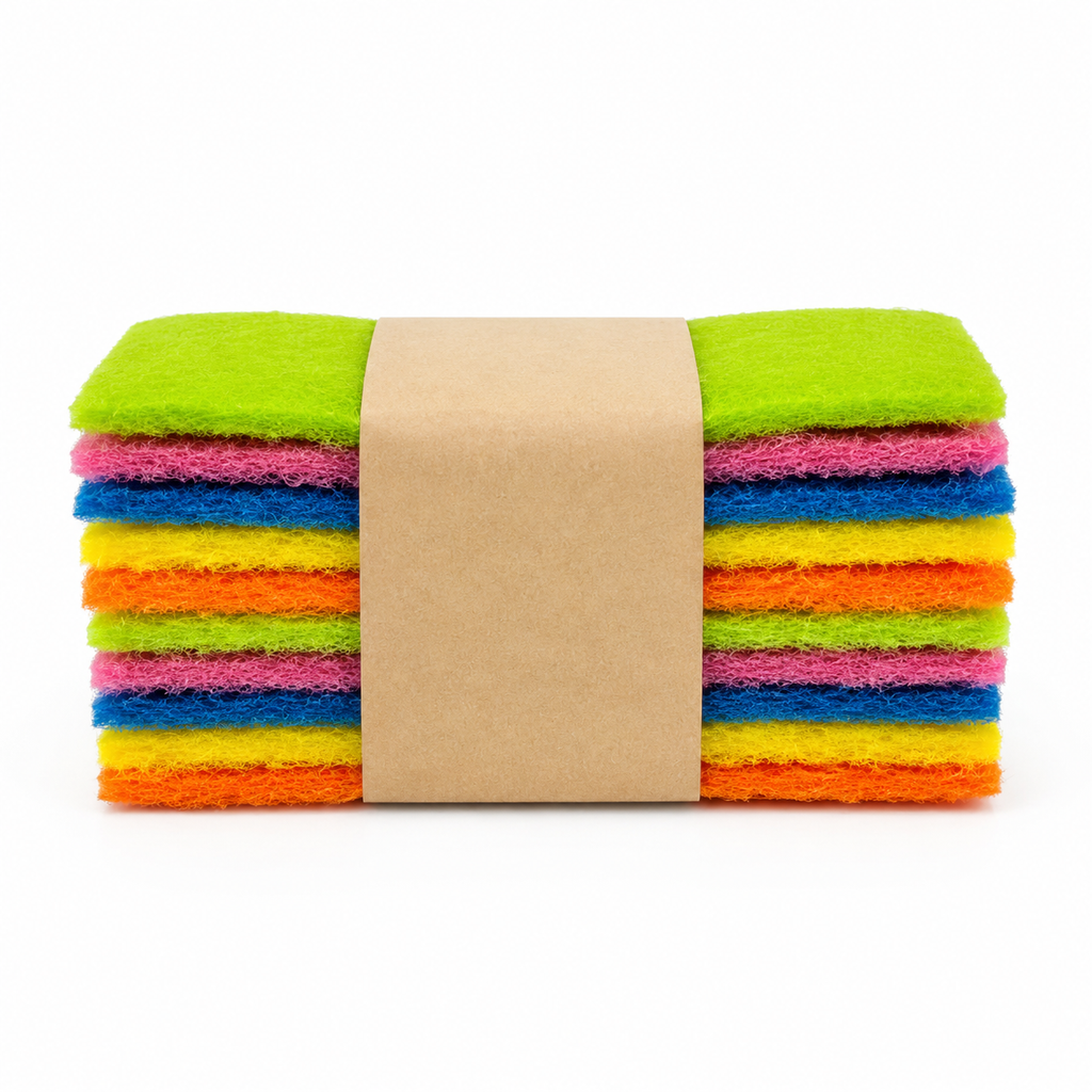 10 Pack Scouring Pads, Non-Scratch Polyester Cleaning Pads for Dishes Pots Pans Sinks, Reusable Dish Scrubber