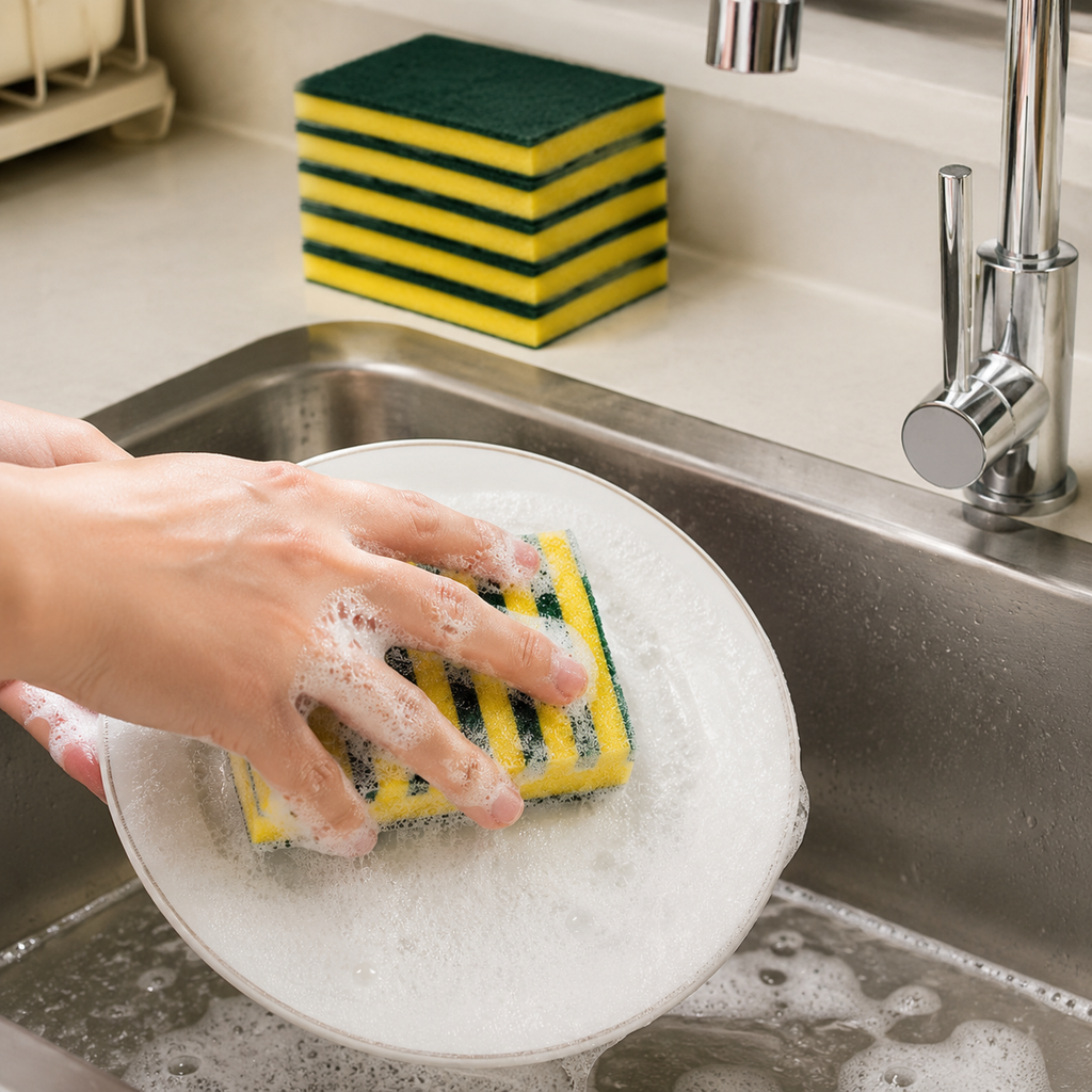 6-Pack Heavy Duty Scrub Sponges, Dual-Sided Kitchen Cleaning Pads for Dishes, Pots, Pans and Household Cleaning