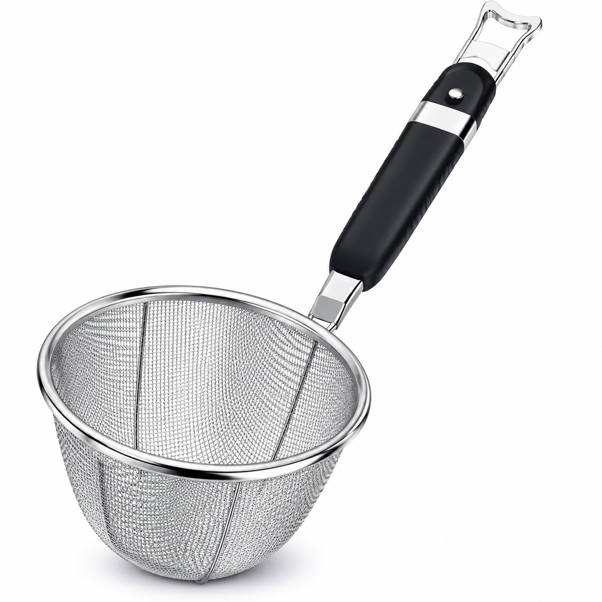 Stainless Steel Mesh Strainer with Non-Slip Handle, Deep Basket Skimmer for Dumplings, Noodles, Pasta, Kitchen Boiling & Blanching