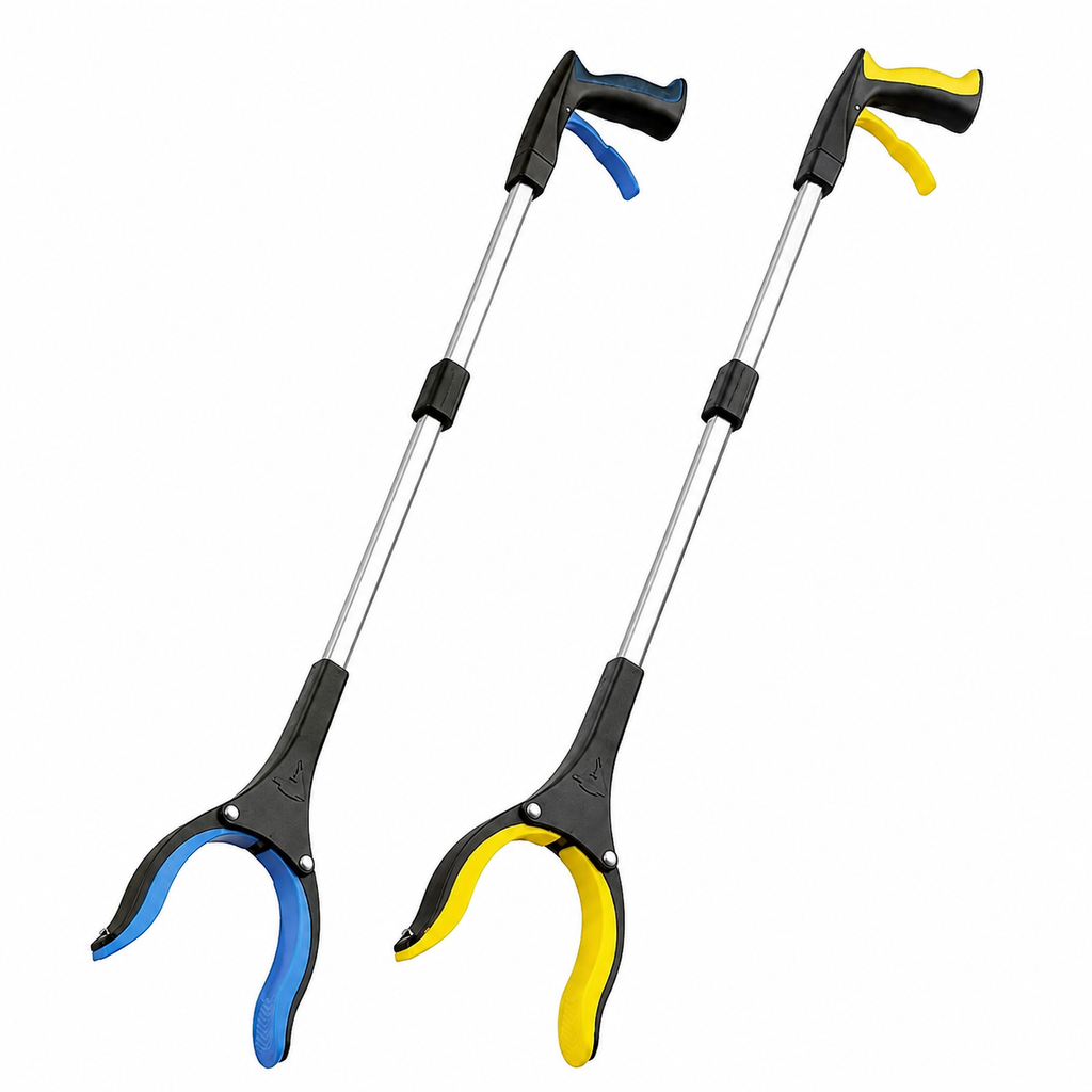2 Pack Aluminum Reacher Grabber, Non-Slip Claw & Magnetic Tip, Long Handle Pickup Tool for Home Yard Cleaning