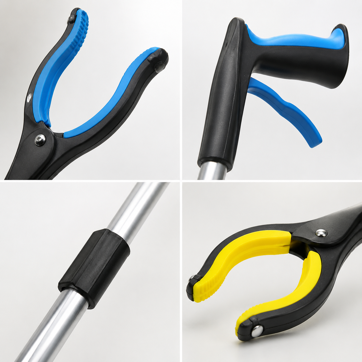 2 Pack Aluminum Reacher Grabber, Non-Slip Claw & Magnetic Tip, Long Handle Pickup Tool for Home Yard Cleaning