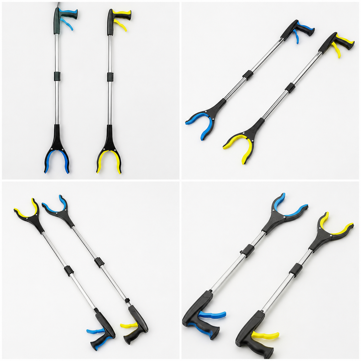 2 Pack Aluminum Reacher Grabber, Non-Slip Claw & Magnetic Tip, Long Handle Pickup Tool for Home Yard Cleaning