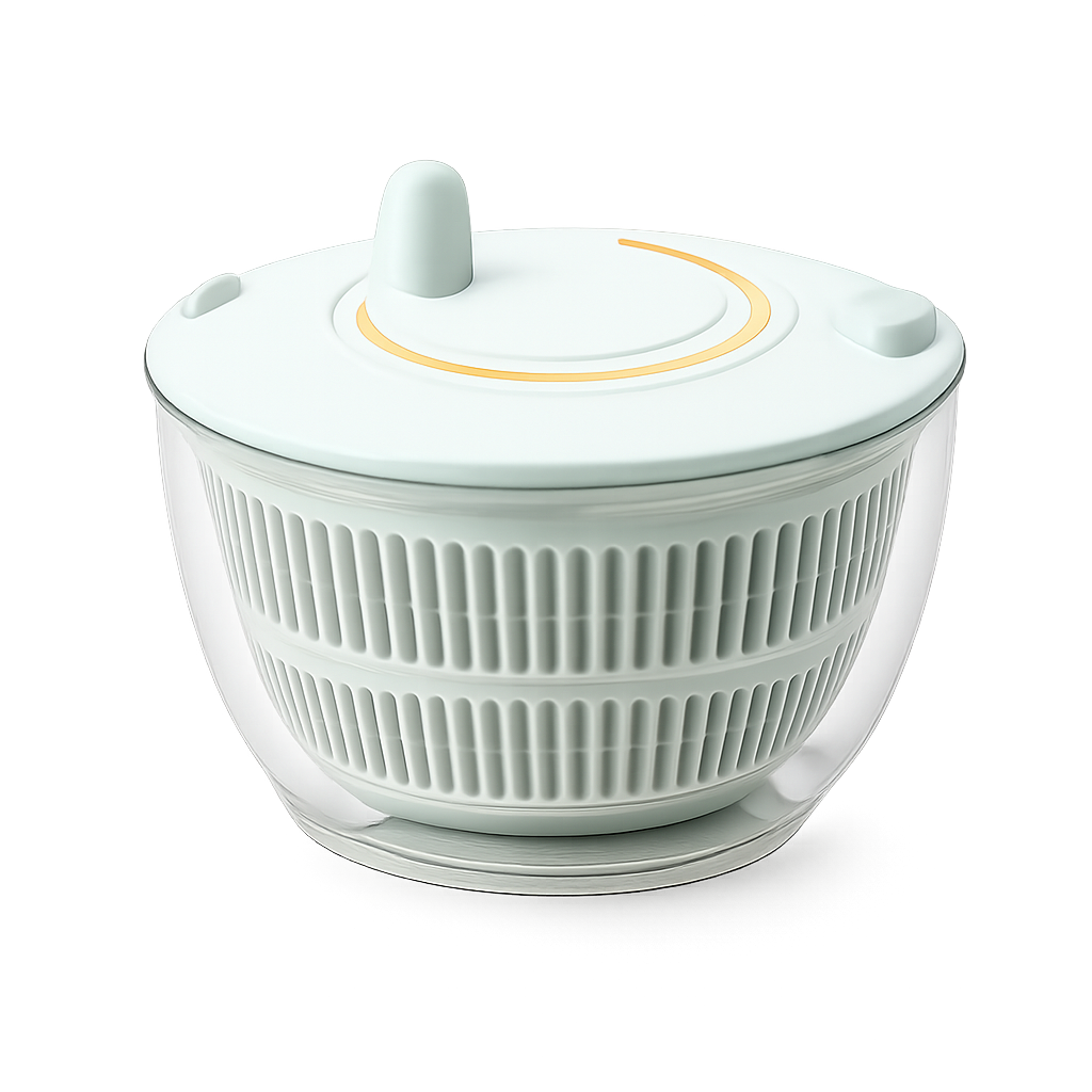 Salad Spinner Lettuce Dryer, Manual Vegetable Washer with Brake Button, Clear Plastic Fruit & Leafy Greens Drain Basket for Kitchen Salad Prep