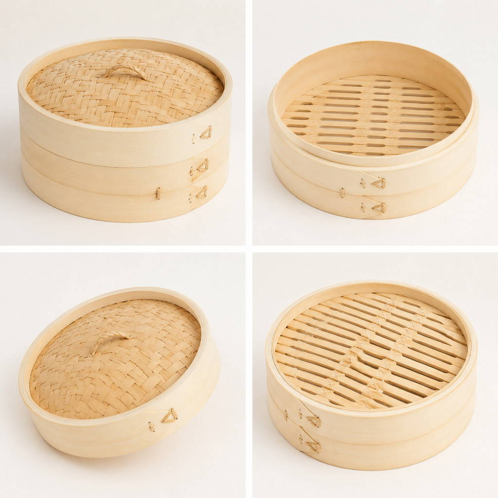 2 Tier Bamboo Steamer Basket, 11 Inch Natural Chinese Steamer for Cooking Dumplings Dim Sum Vegetables Fish, with Lid for Home Kitchen