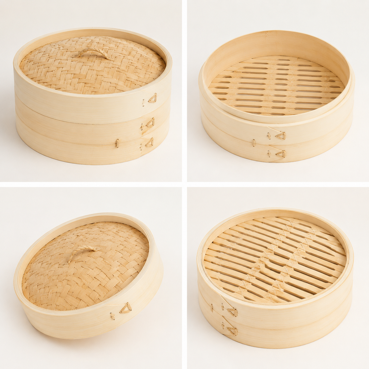 2 Tier Bamboo Steamer Basket, 11 Inch Natural Chinese Steamer for Cooking Dumplings Dim Sum Vegetables Fish, with Lid for Home Kitchen