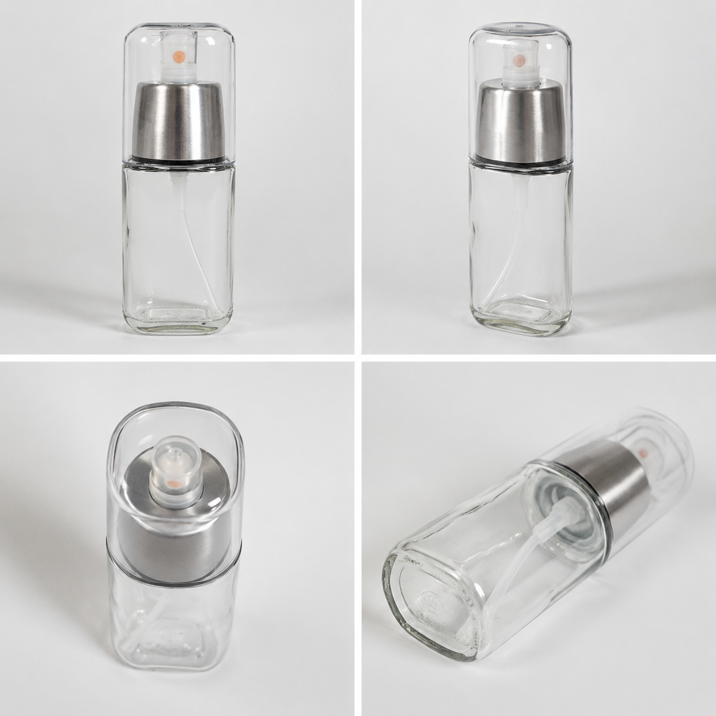 Glass Oil Sprayer Bottle with Stainless Steel Nozzle, Fine Mist Cooking Oil Dispenser for Air Fryer, Grilling, Baking & Salad