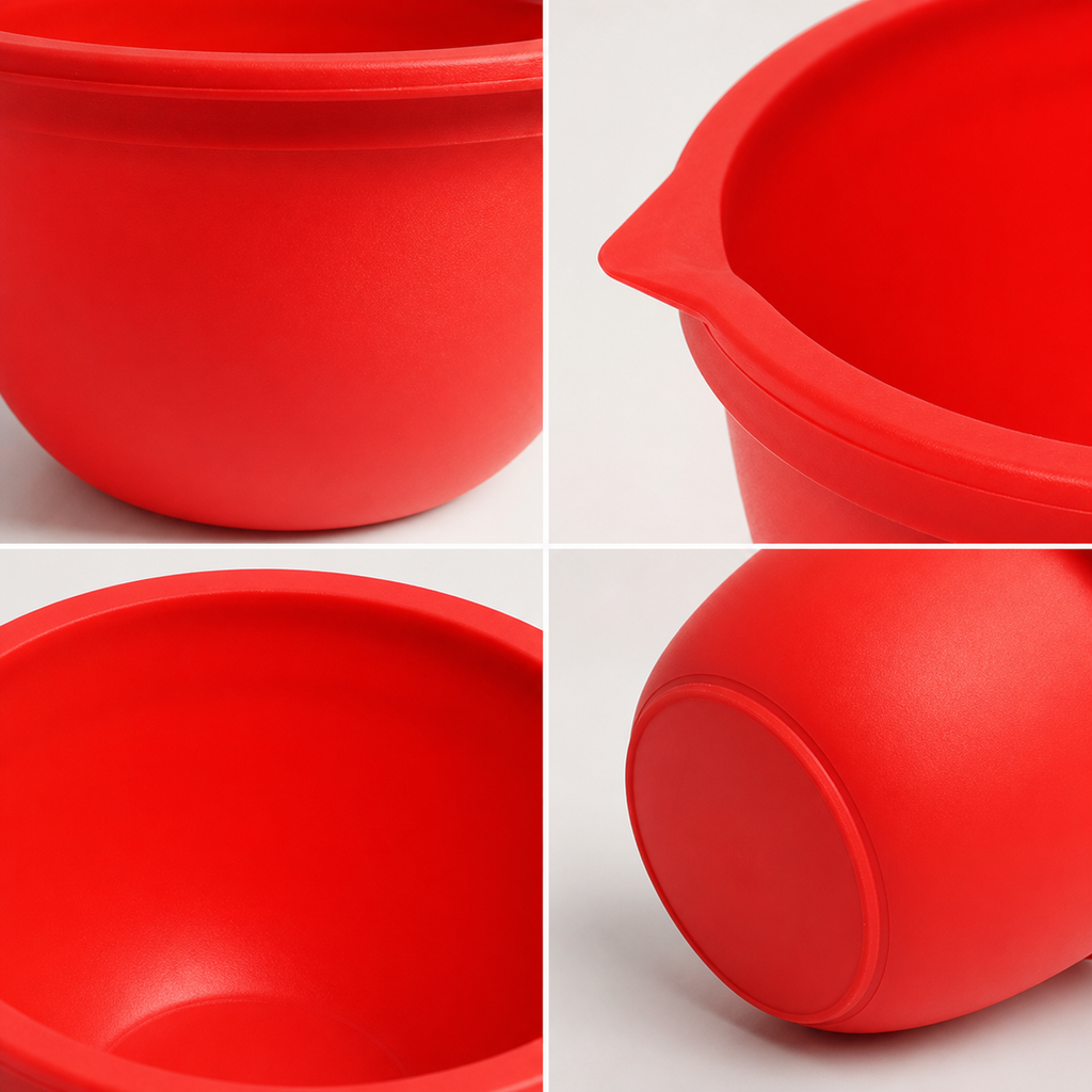 Silicone Mixing Bowl Liner for Stand Mixer, Red Food-Grade Dough Bowl with Pour Spout, Non-Stick Mixer Insert for Kneading Baking