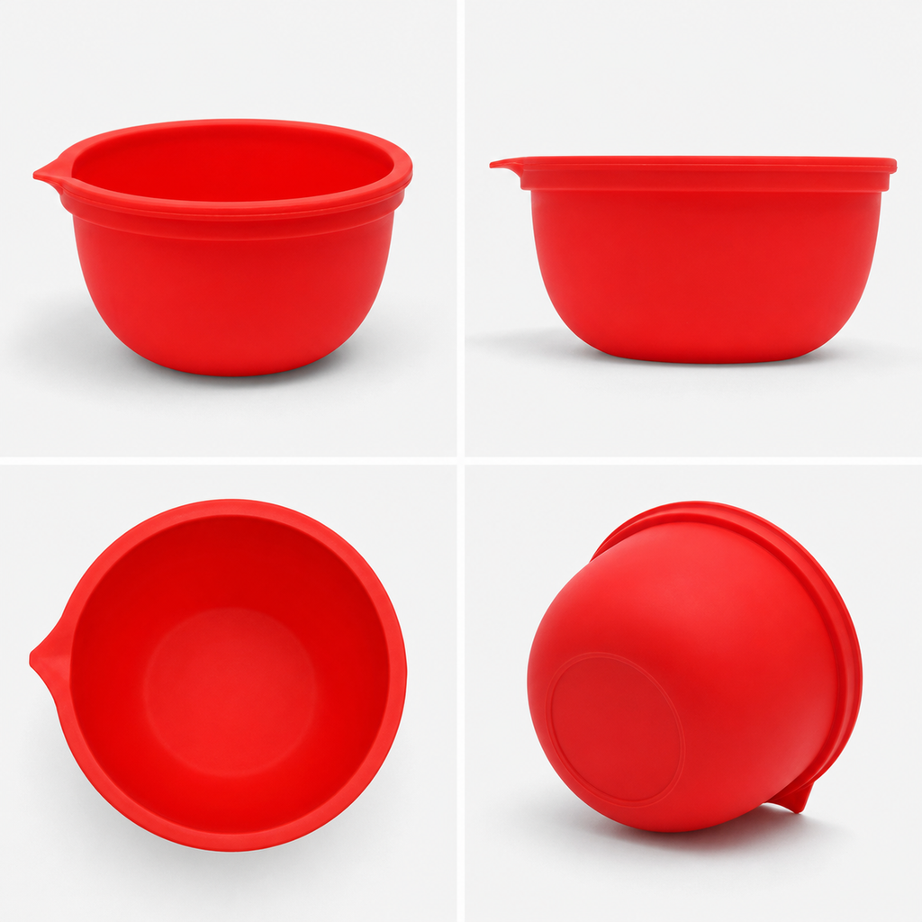 Silicone Mixing Bowl Liner for Stand Mixer, Red Food-Grade Dough Bowl with Pour Spout, Non-Stick Mixer Insert for Kneading Baking