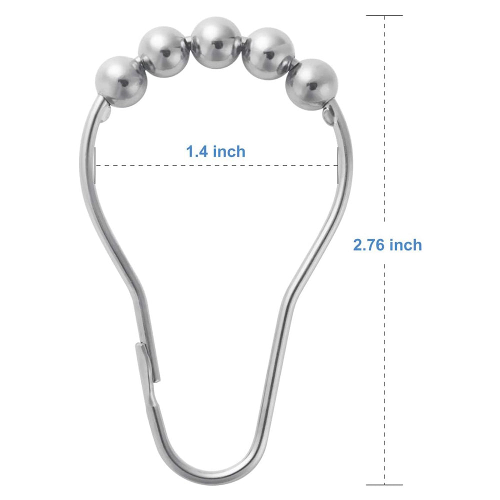 Roller Ball Shower Curtain Hooks, Rust Resistant Metal Curtain Rings, Squeeze Open Design, Heavy Duty Glide Curtain Hooks for Bathroom Shower Rod