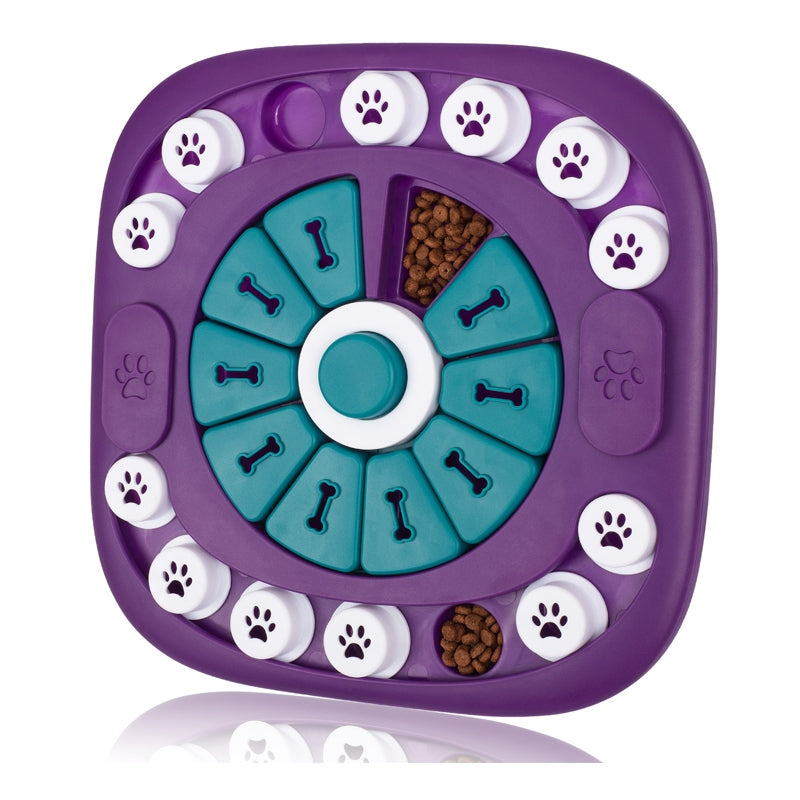 Dog Puzzle Feeder Toy, Interactive Treat Maze Slow Feeding Game with Squeaky Button, Non-Slip IQ Enrichment Toy for Small Medium Large Dogs & Cats