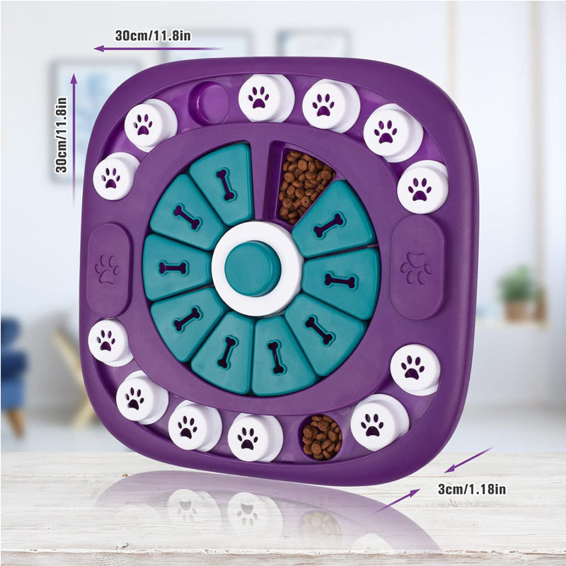 Dog Puzzle Feeder Toy, Interactive Treat Maze Slow Feeding Game with Squeaky Button, Non-Slip IQ Enrichment Toy for Small Medium Large Dogs & Cats